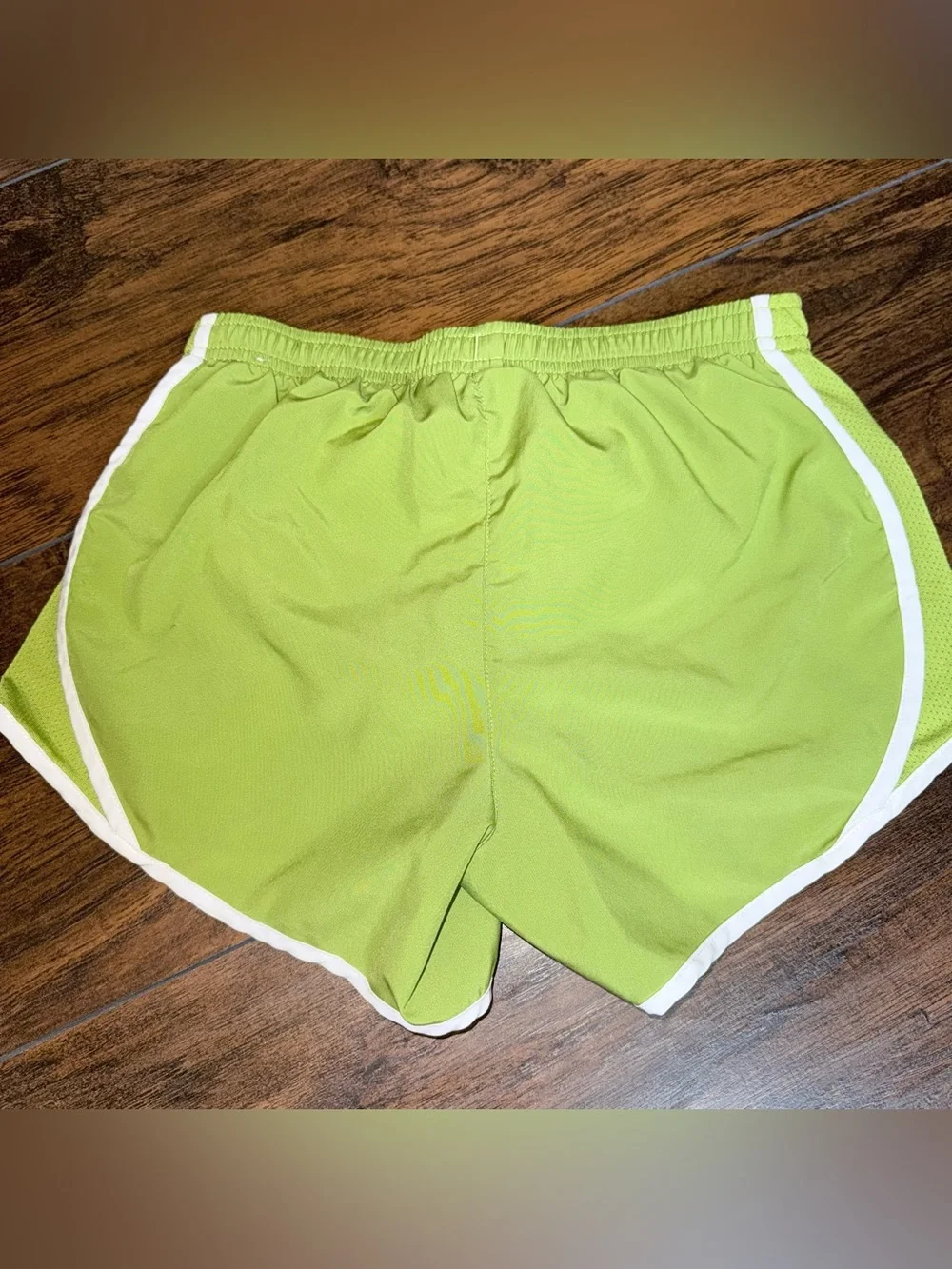 Nike Lime Green Girls' Athletic Shorts with White Trim